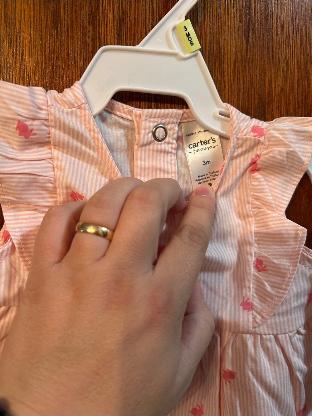 Carter's Pink Striped Dress with Connected Bloomers with Tiny Bunny Print